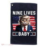 Funny Trump Cat 9 Lives Baby Nine Lives Cat Golf Towel thumb 0