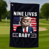 Funny Trump Cat 9 Lives Baby Nine Lives Cat Golf Towel thumb 1