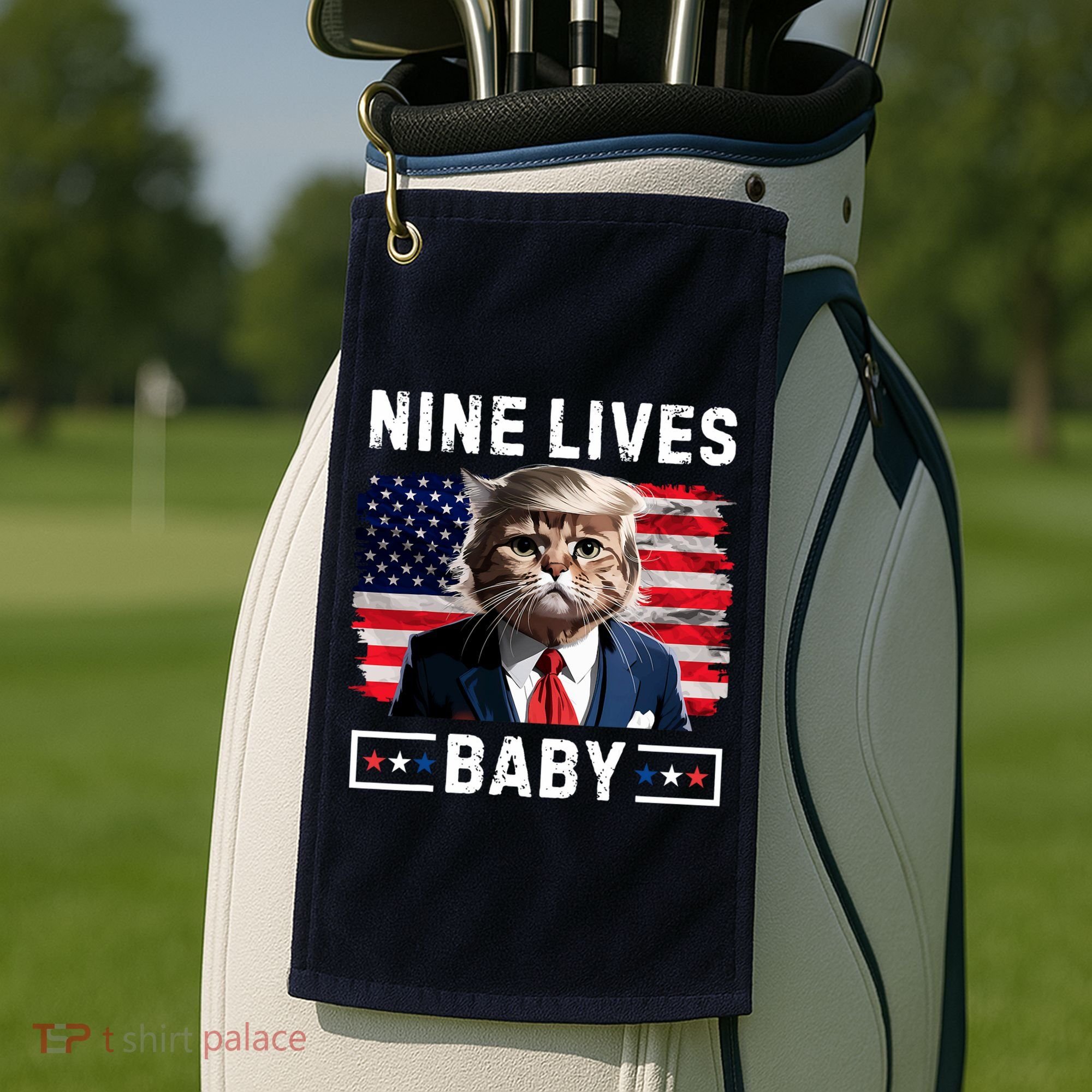 Funny Trump Cat 9 Lives Baby Nine Lives Cat Golf Towel