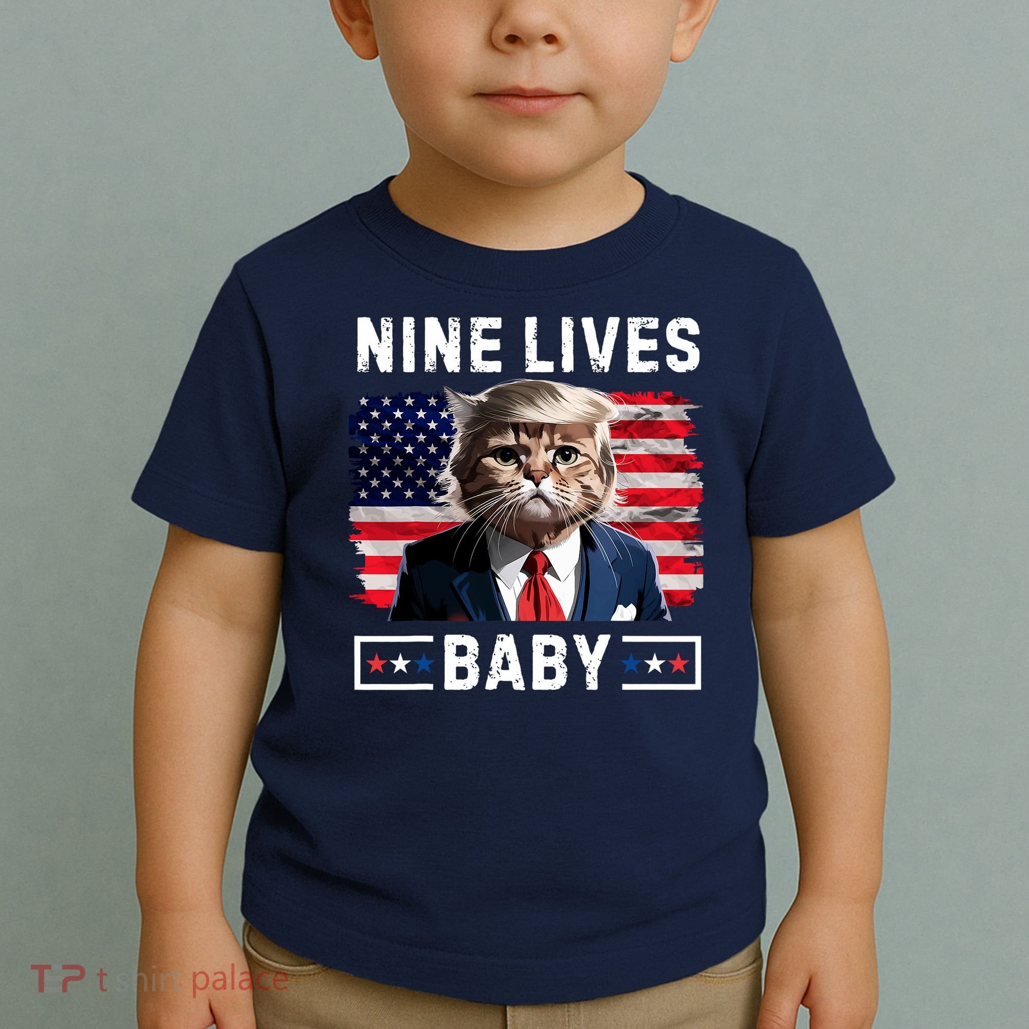 Funny Trump Cat 9 Lives Baby Nine Lives Cat Toddler T-Shirt