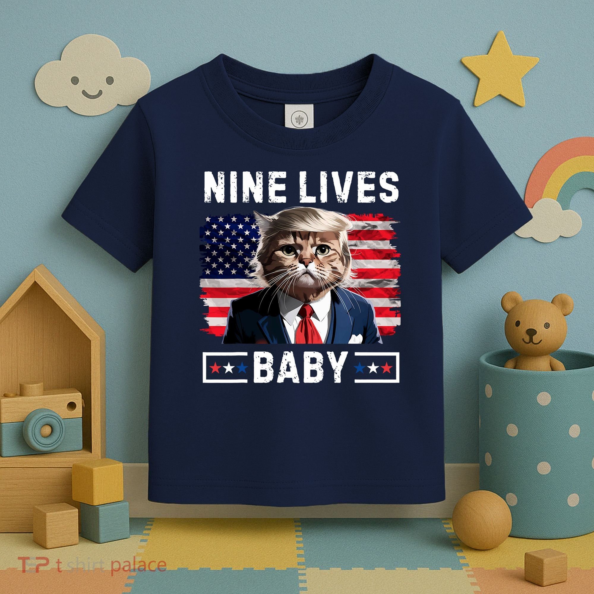 Funny Trump Cat 9 Lives Baby Nine Lives Cat Toddler T-Shirt