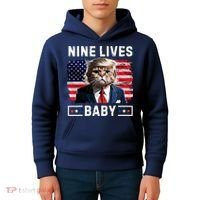 Funny Trump Cat 9 Lives Baby Nine Lives Cat Kids Hoodie thumb 4