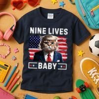 Funny Trump Cat 9 Lives Baby Nine Lives Cat Kids T-Shirt thumb 3