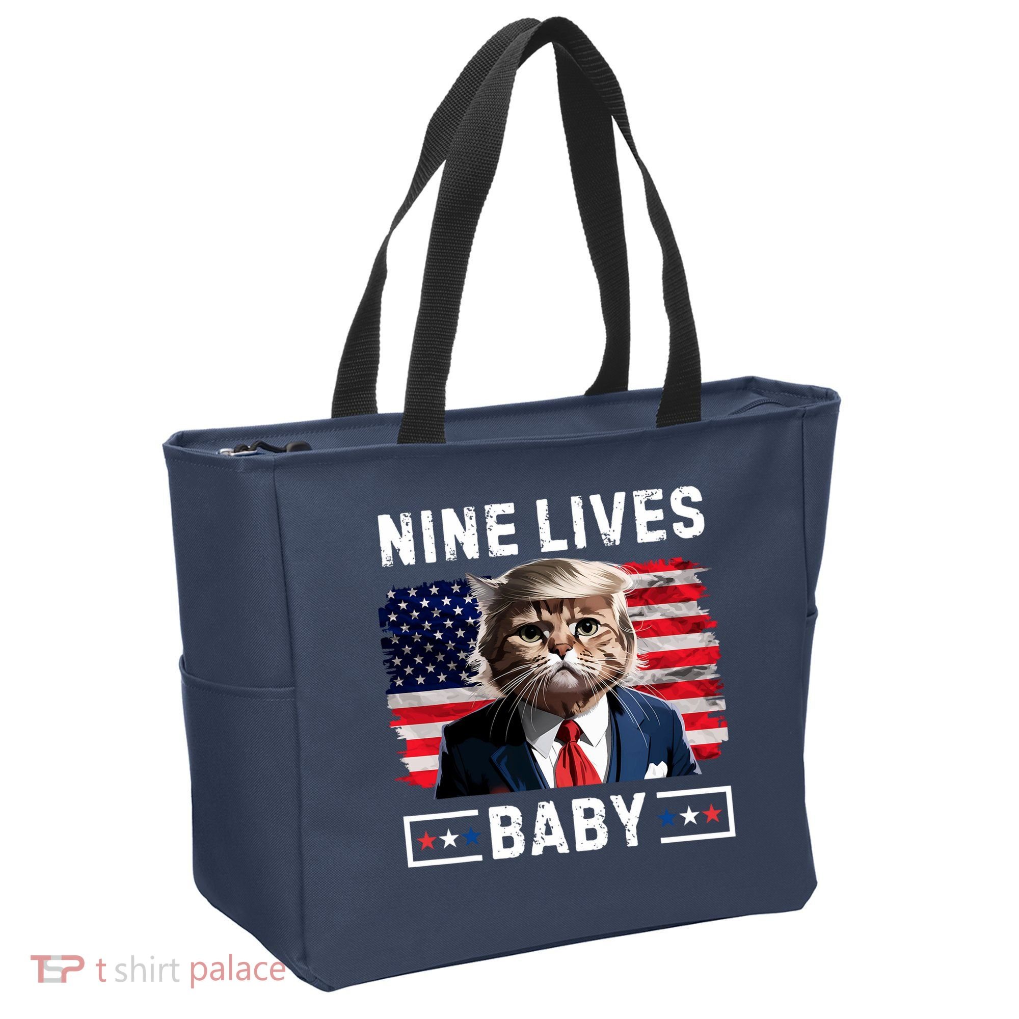 Funny Trump Cat 9 Lives Baby Nine Lives Cat Tote Bag
