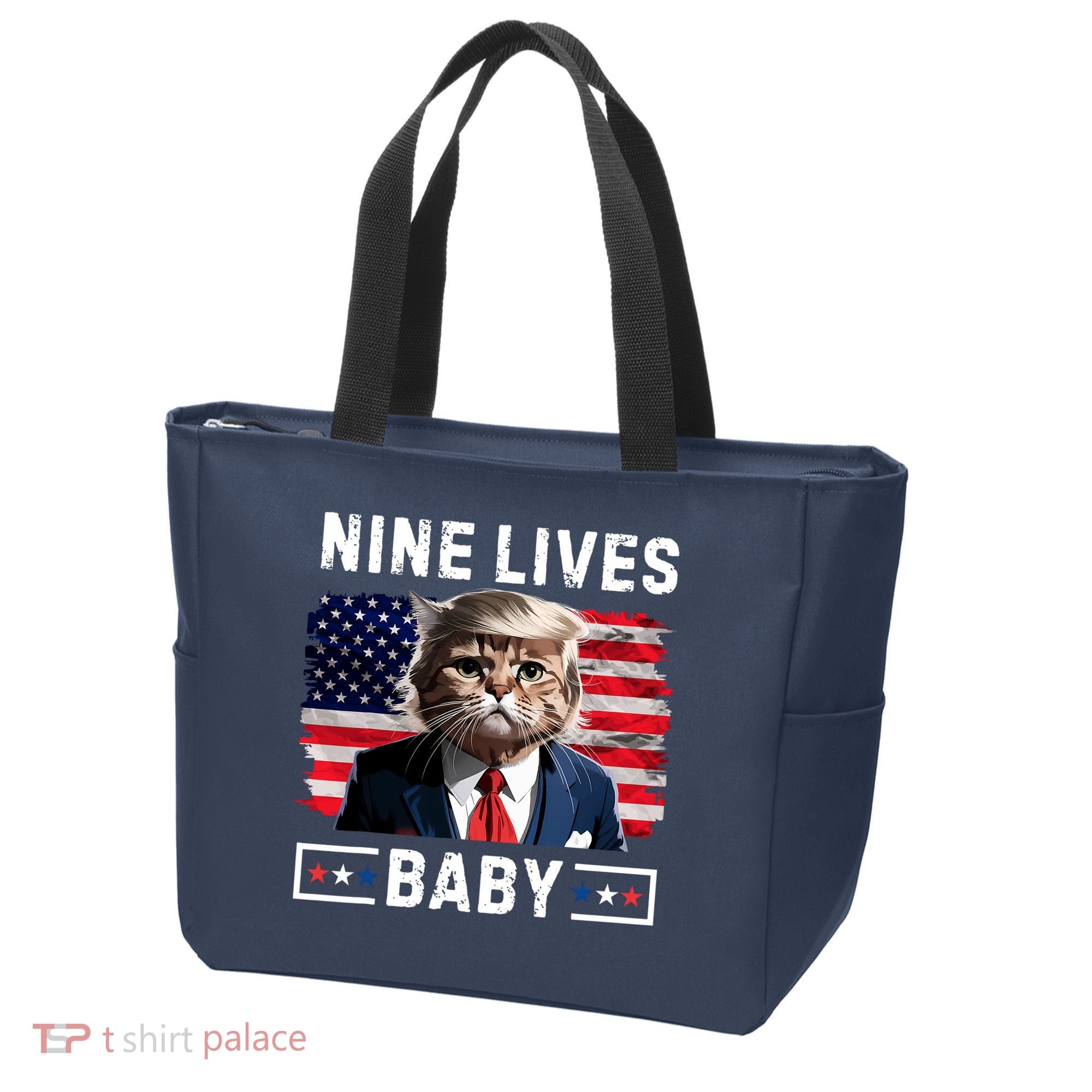 Funny Trump Cat 9 Lives Baby Nine Lives Cat Tote Bag