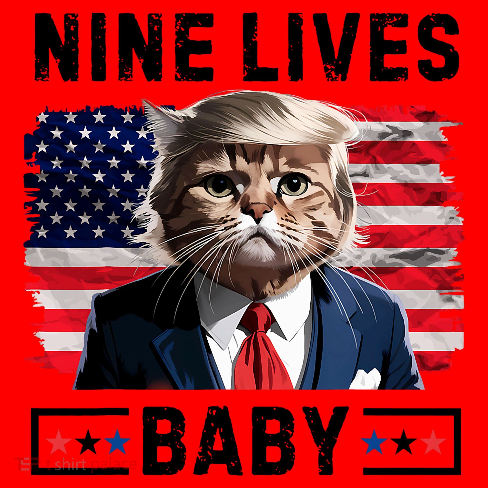 Funny Trump Cat 9 Lives Baby Nine Lives Cat Santa Hat