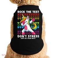 Funny Test Day Rock The Test Dabbing Unicorn Doggie Tank thumb 0