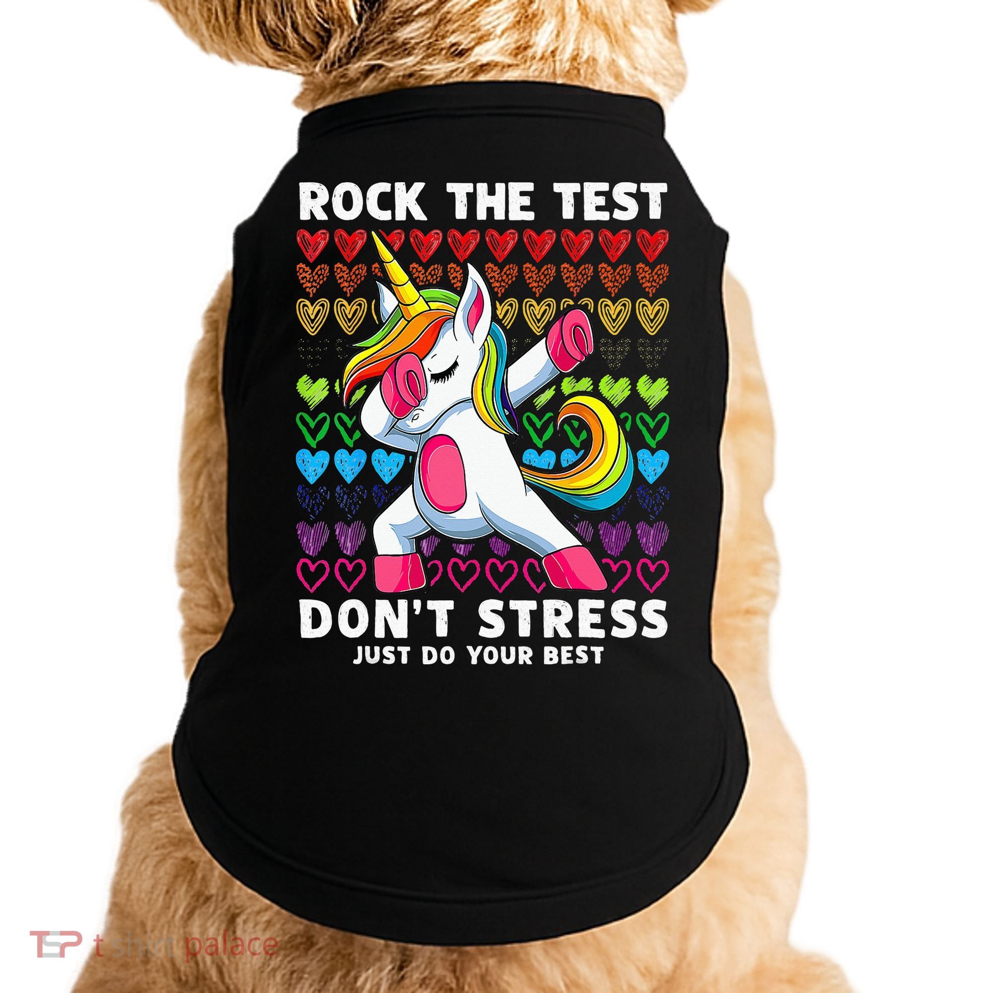 Funny Test Day Rock The Test Dabbing Unicorn Doggie Tank