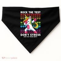 Funny Test Day Rock The Test Dabbing Unicorn USA-Made Doggie Bandana thumb 0