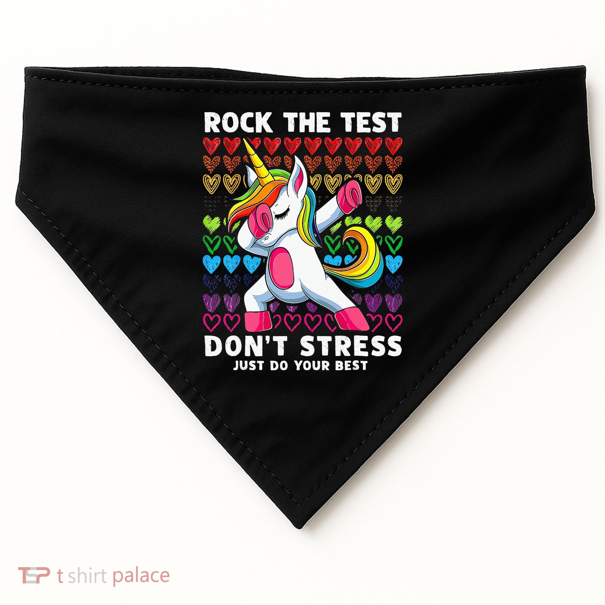 Funny Test Day Rock The Test Dabbing Unicorn USA-Made Doggie Bandana