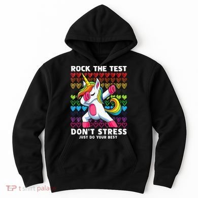 Funny Test Day Rock The Test Dabbing Unicorn Hoodie