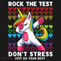 Funny Test Day Rock The Test Dabbing Unicorn Apron thumb 3