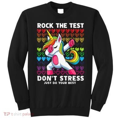 Funny Test Day Rock The Test Dabbing Unicorn Sweatshirt