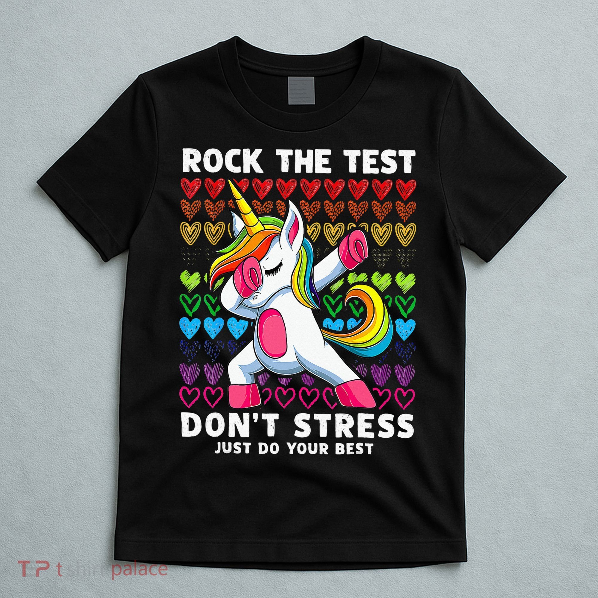 Funny Test Day Rock The Test Dabbing Unicorn T-Shirt