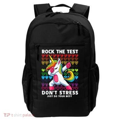 Funny Test Day Rock The Test Dabbing Unicorn Backpack