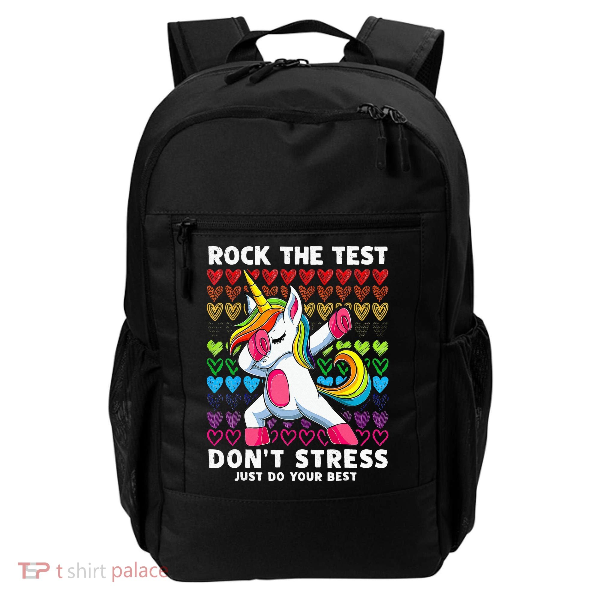 Funny Test Day Rock The Test Dabbing Unicorn Backpack