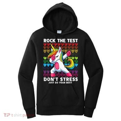 Funny Test Day Rock The Test Dabbing Unicorn Women's Hoodie