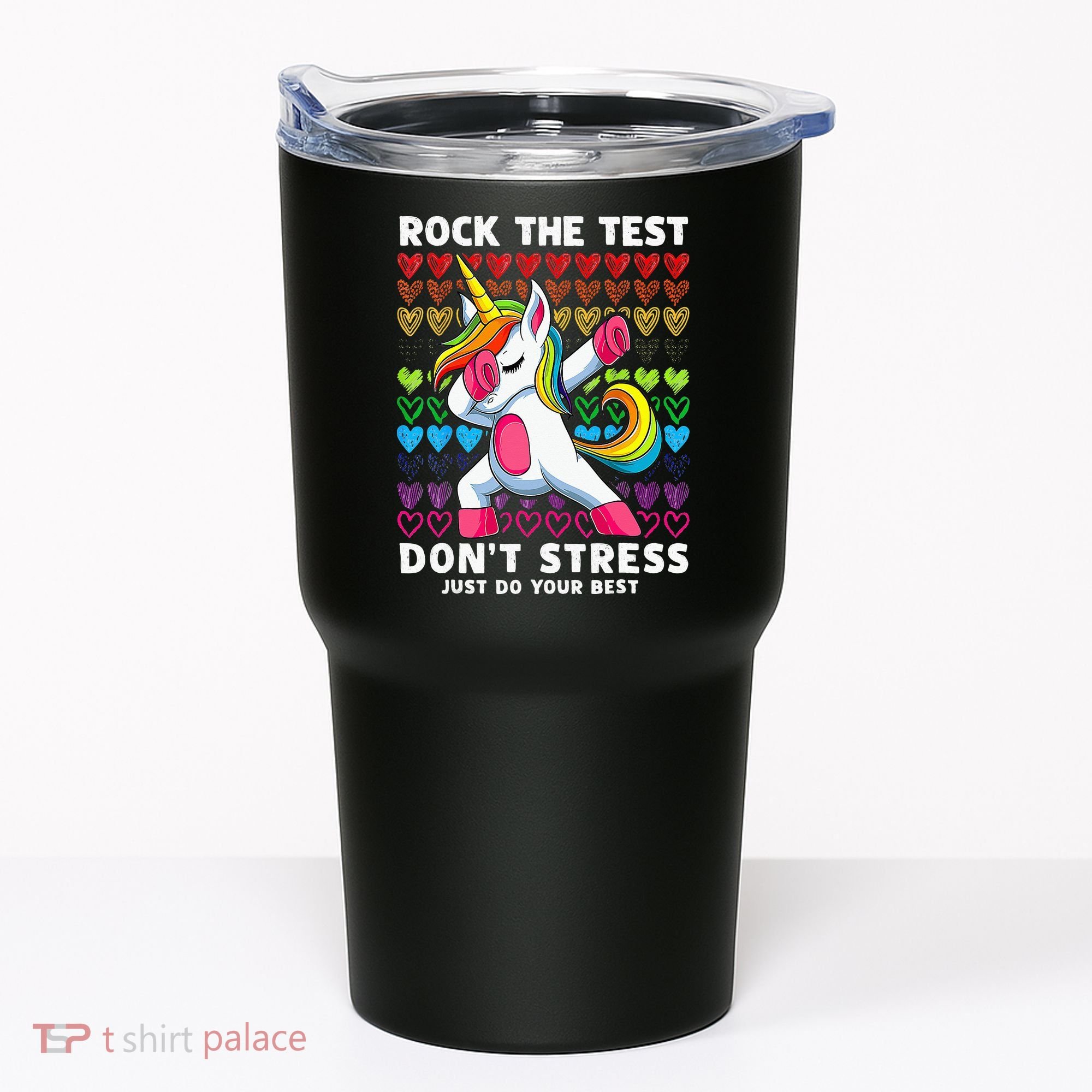 Funny Test Day Rock The Test Dabbing Unicorn Tumbler