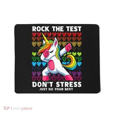 Funny Test Day Rock The Test Dabbing Unicorn Mousepad