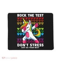 Funny Test Day Rock The Test Dabbing Unicorn Mousepad thumb 0