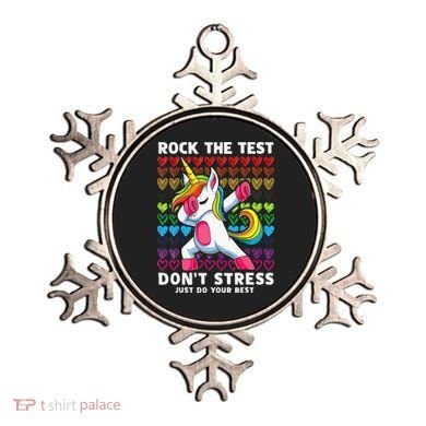 Funny Test Day Rock The Test Dabbing Unicorn Ornament