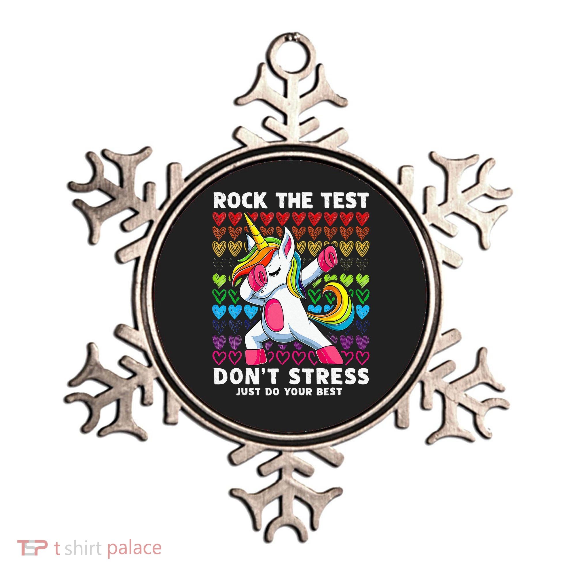Funny Test Day Rock The Test Dabbing Unicorn Ornament