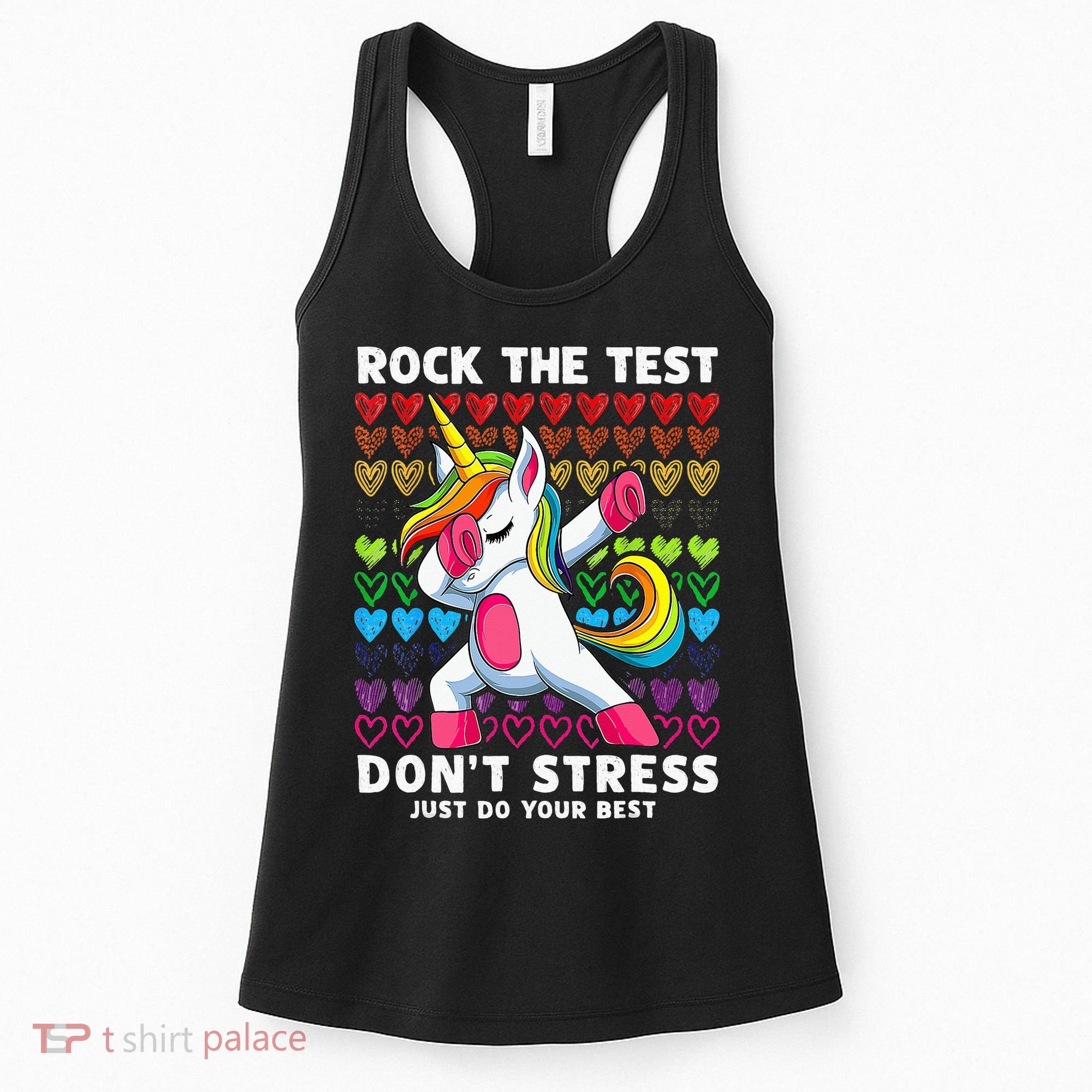 Funny Test Day Rock The Test Dabbing Unicorn Women's Tank Top