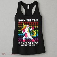 Funny Test Day Rock The Test Dabbing Unicorn Women's Tank Top thumb 3