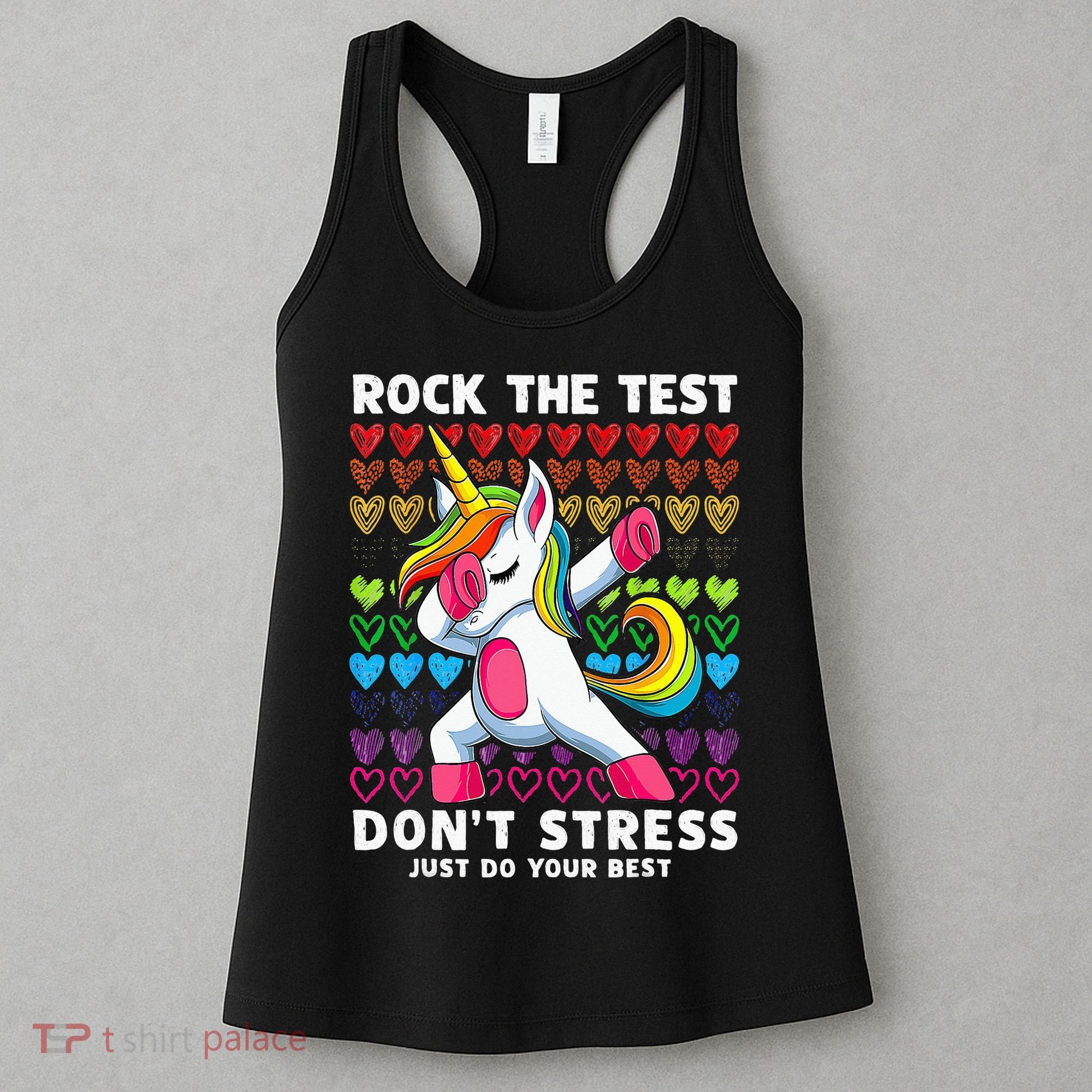 Funny Test Day Rock The Test Dabbing Unicorn Women's Tank Top