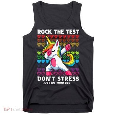 Funny Test Day Rock The Test Dabbing Unicorn Tank Top