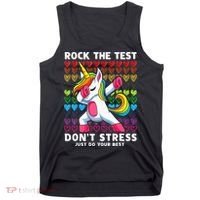 Funny Test Day Rock The Test Dabbing Unicorn Tank Top thumb 0