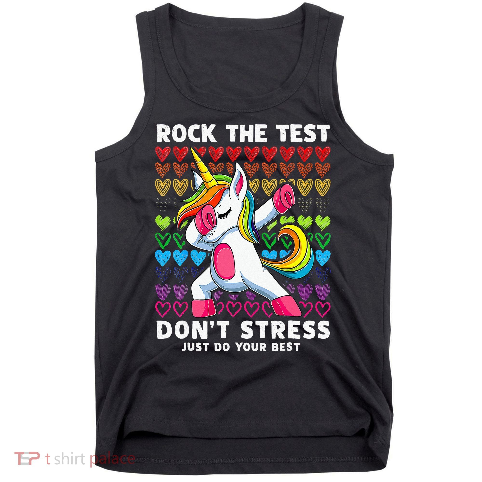 Funny Test Day Rock The Test Dabbing Unicorn Tank Top