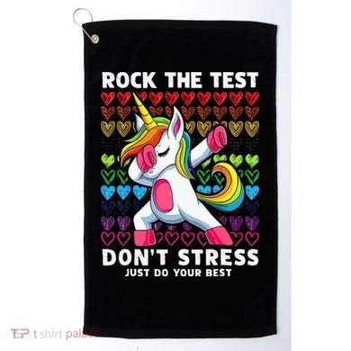 Funny Test Day Rock The Test Dabbing Unicorn Golf Towel