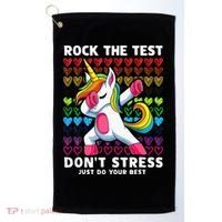 Funny Test Day Rock The Test Dabbing Unicorn Golf Towel thumb 0