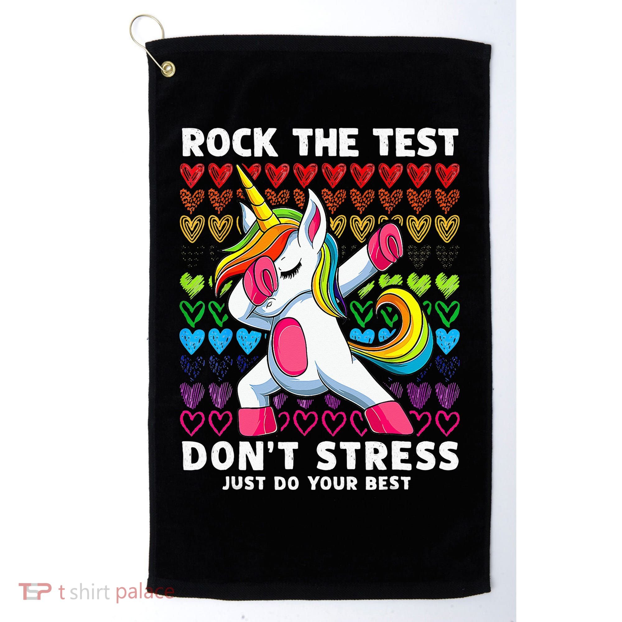 Funny Test Day Rock The Test Dabbing Unicorn Golf Towel