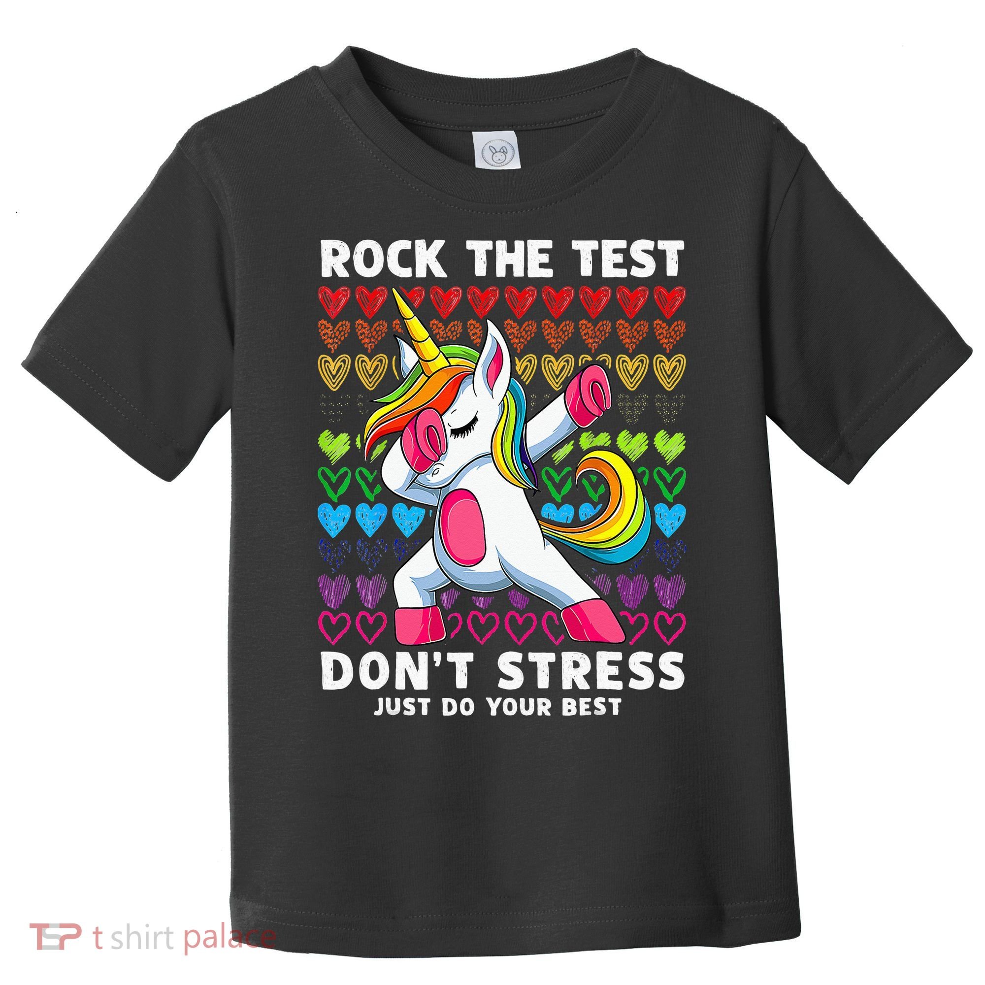 Funny Test Day Rock The Test Dabbing Unicorn Toddler T-Shirt