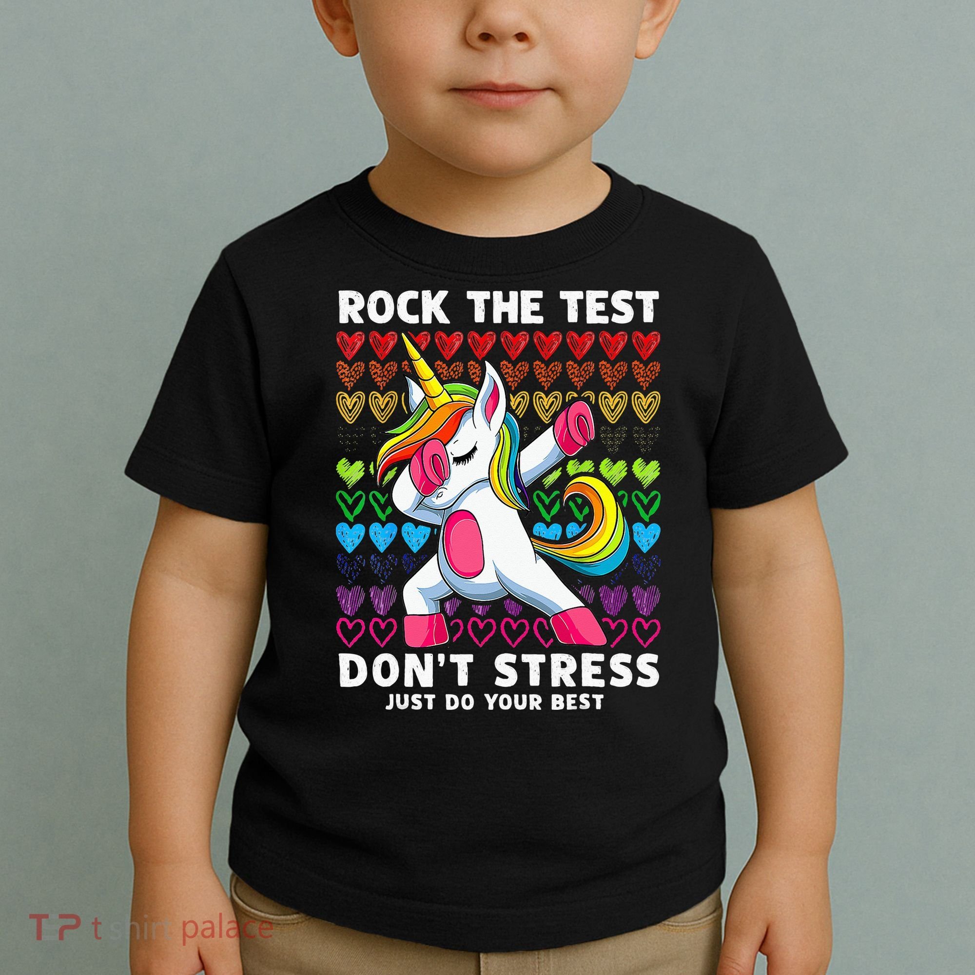 Funny Test Day Rock The Test Dabbing Unicorn Toddler T-Shirt