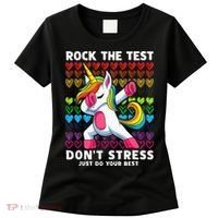 Funny Test Day Rock The Test Dabbing Unicorn Women's T-Shirt thumb 0