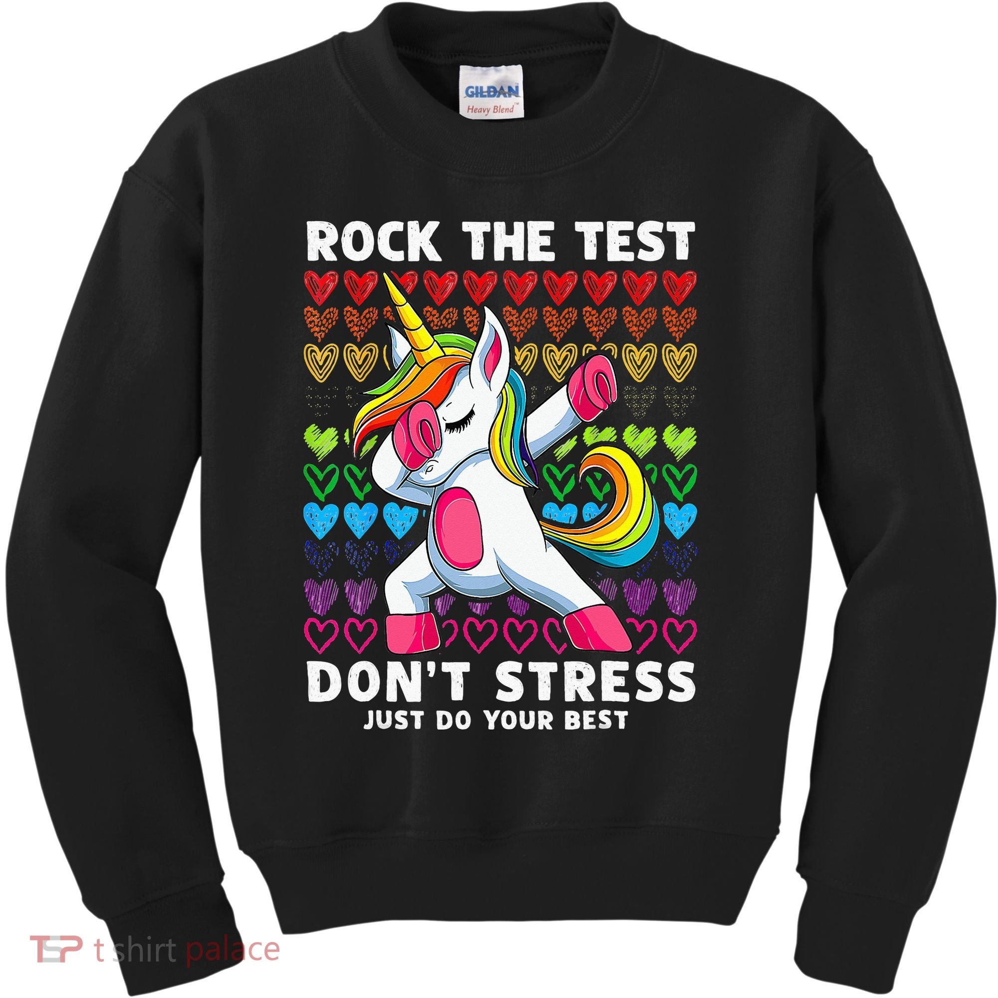 Funny Test Day Rock The Test Dabbing Unicorn Kids Sweatshirt
