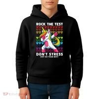 Funny Test Day Rock The Test Dabbing Unicorn Kids Hoodie thumb 4