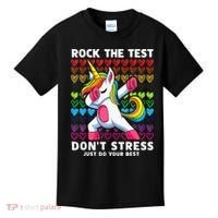 Funny Test Day Rock The Test Dabbing Unicorn Kids T-Shirt thumb 0