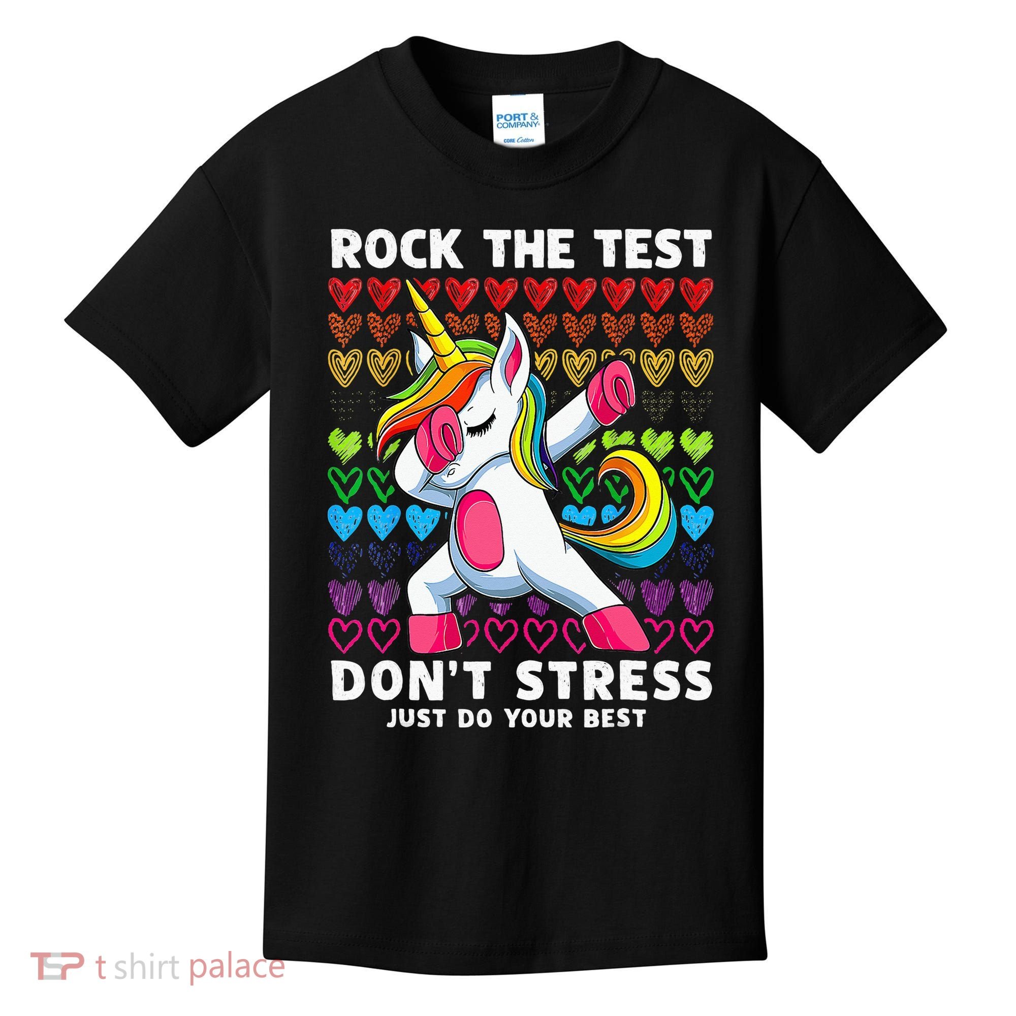 Funny Test Day Rock The Test Dabbing Unicorn Kids T-Shirt