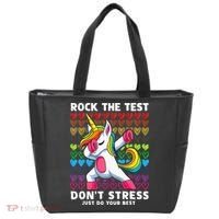 Funny Test Day Rock The Test Dabbing Unicorn Tote Bag thumb 0