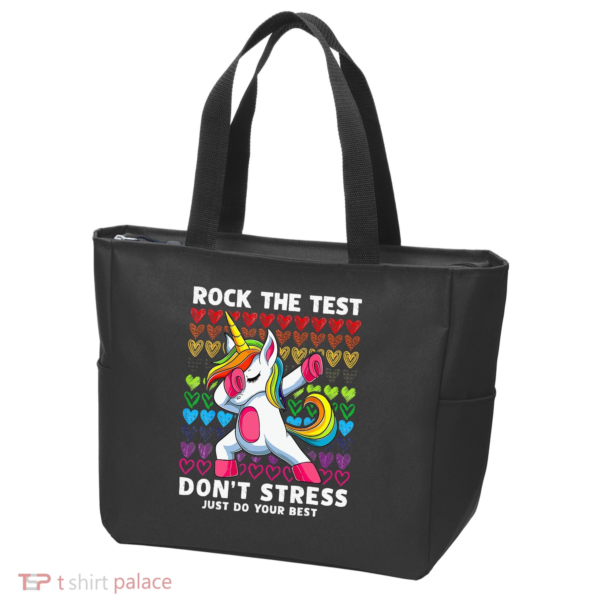 Funny Test Day Rock The Test Dabbing Unicorn Tote Bag