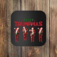 Funny Trump Dance Santa Claus Merry Trumpmas Christmas Coaster thumb 0