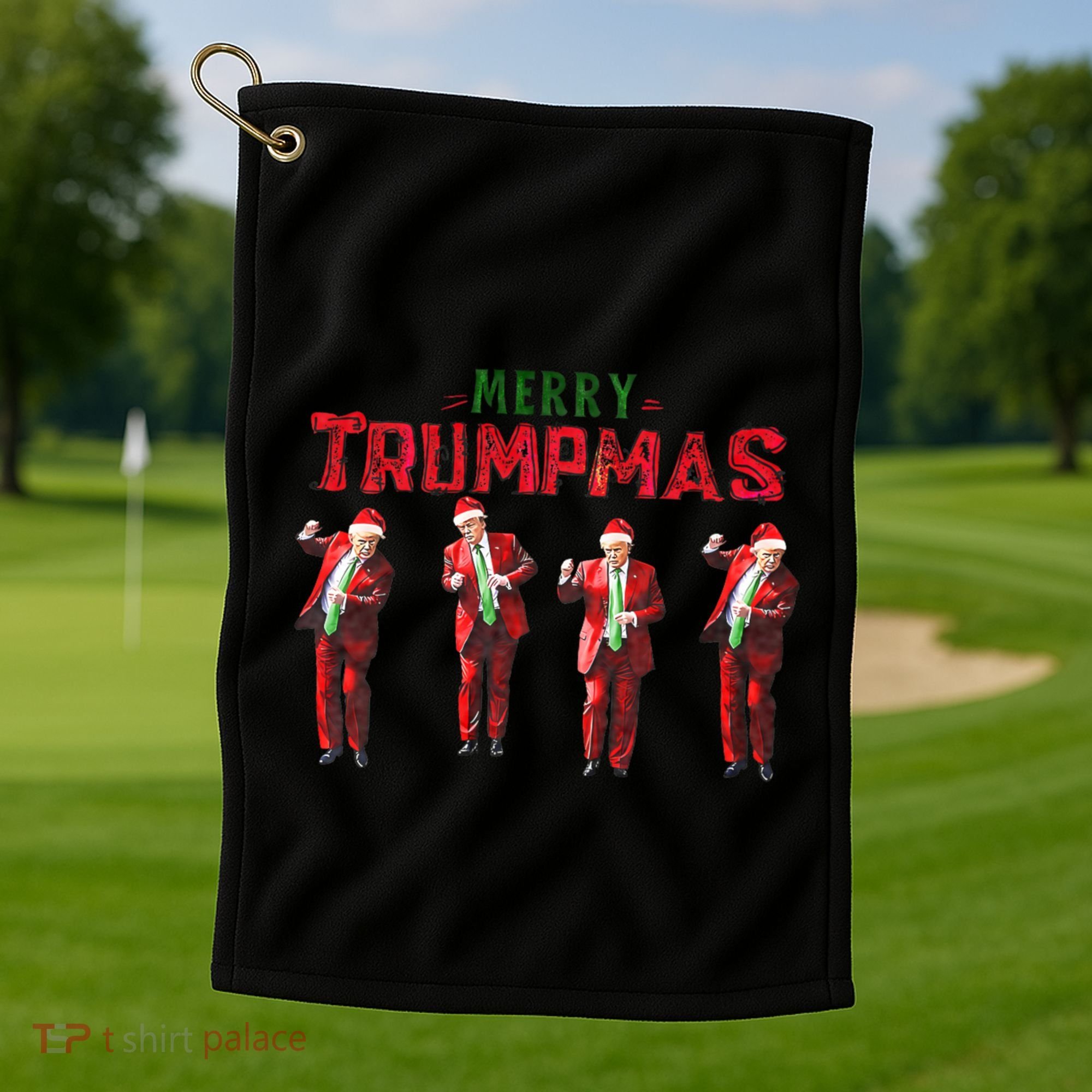 Funny Trump Dance Santa Claus Merry Trumpmas Christmas Golf Towel