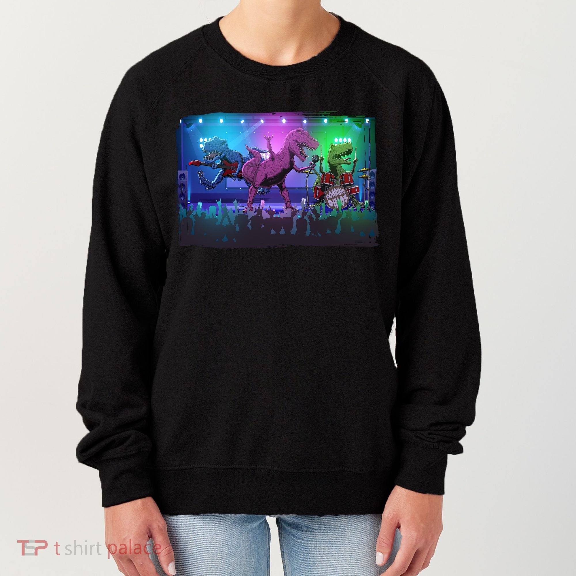 Funny Trex Dinosaurs Rock Band Concert Women's Sweatshirt