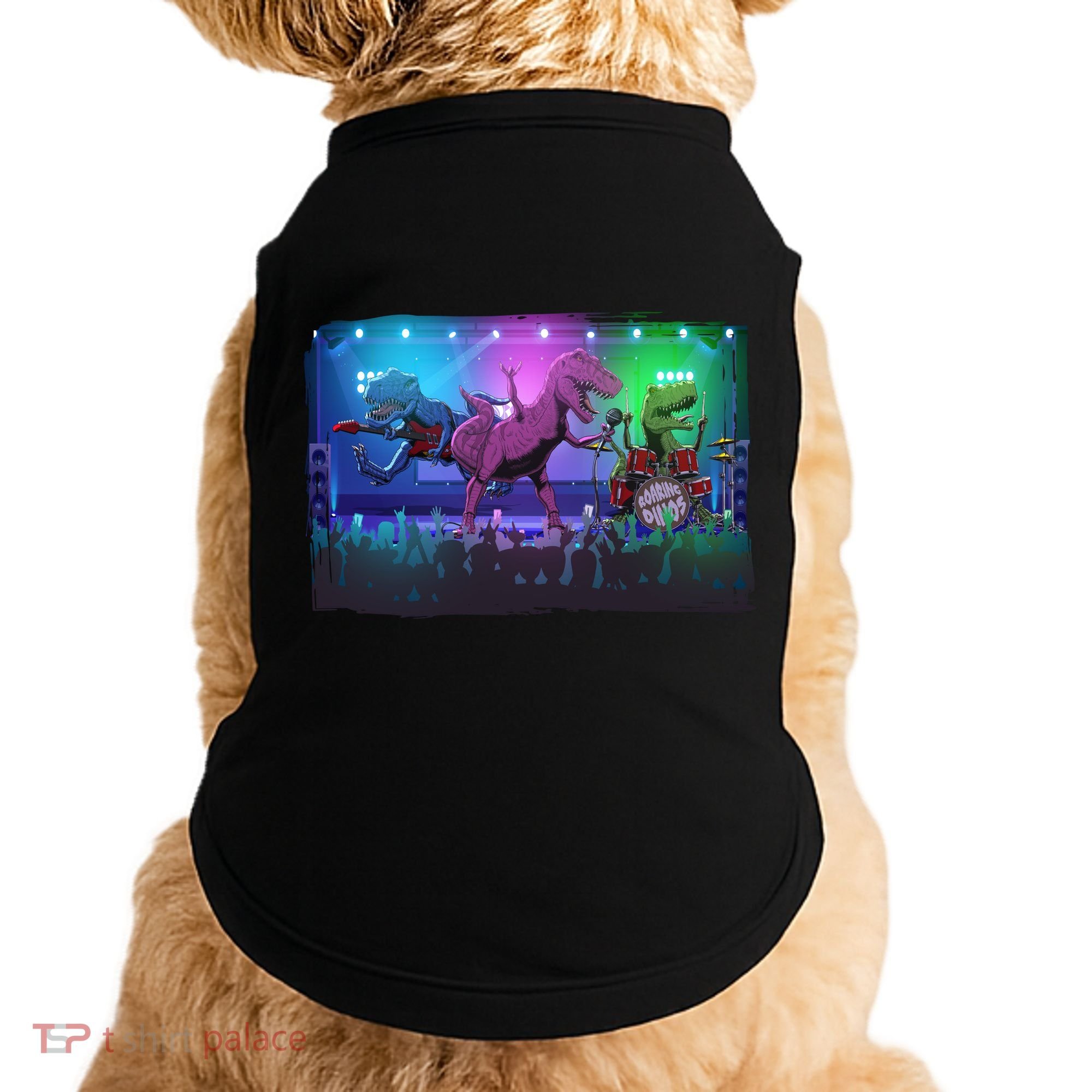 Funny Trex Dinosaurs Rock Band Concert Doggie Tank