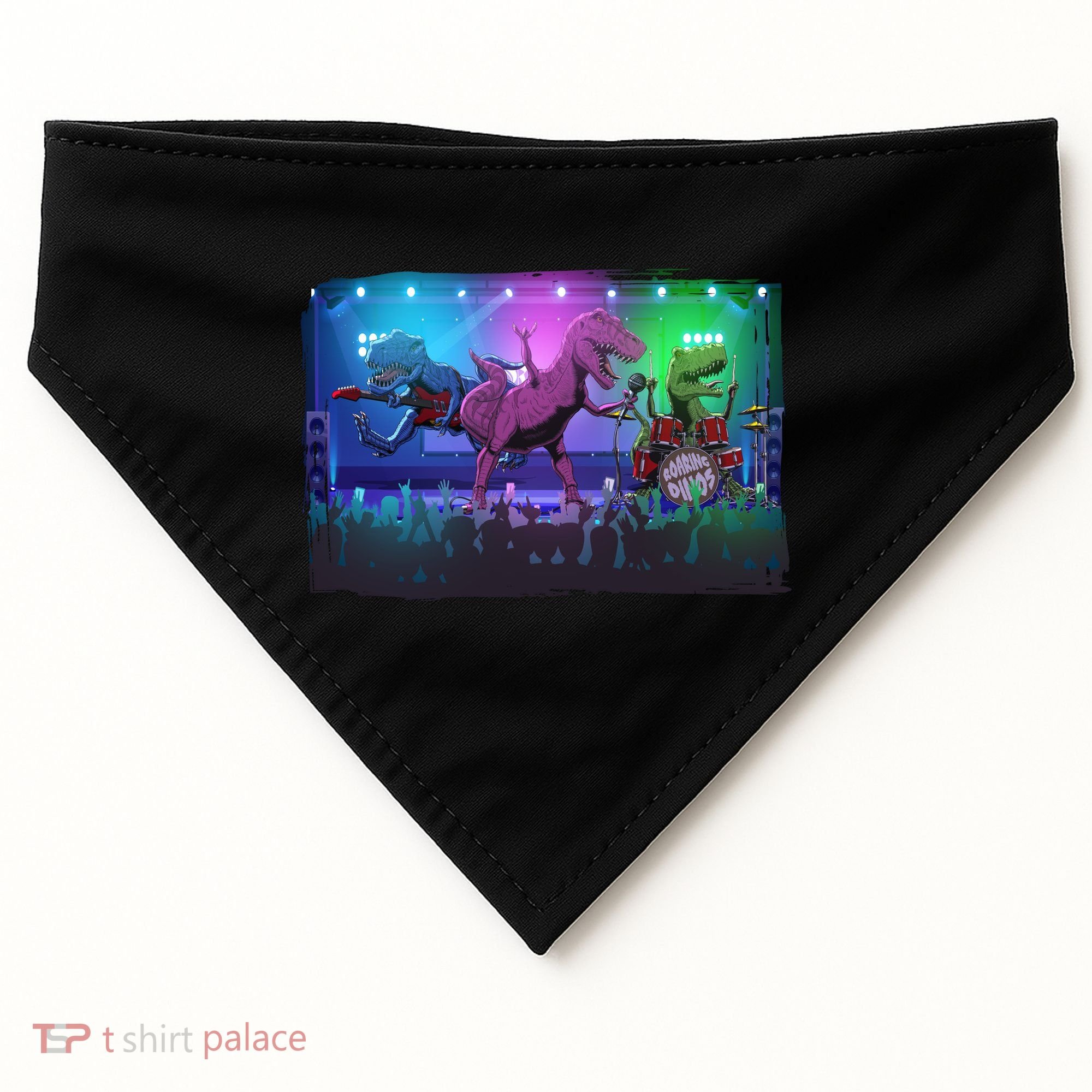 Funny Trex Dinosaurs Rock Band Concert USA-Made Doggie Bandana