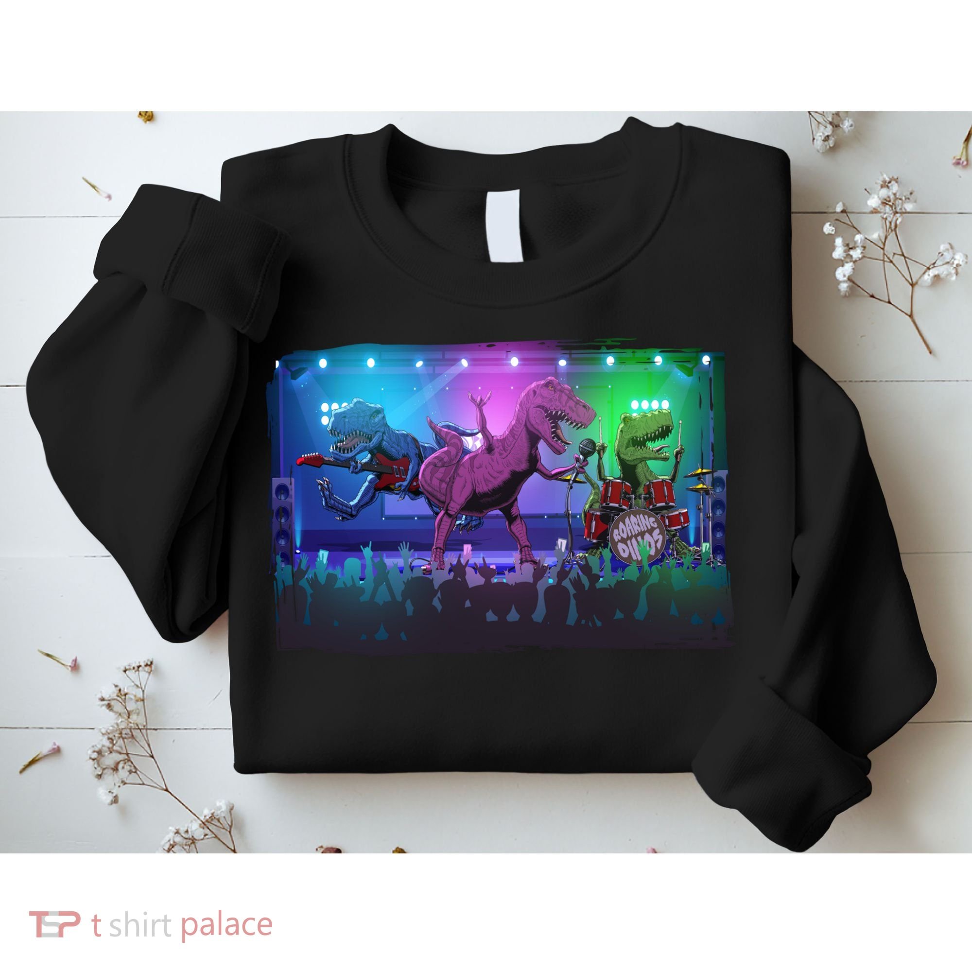 Funny Trex Dinosaurs Rock Band Concert Sweatshirt